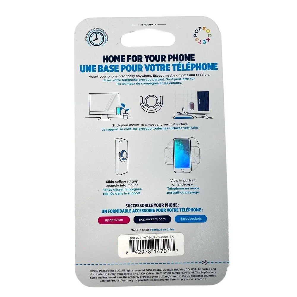 PopSockets PopMount‎ Multi-Surface Mount PopSockets PopGrip Black NEW
